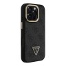 Guess для iPhone 16 Pro чехол PU 4G Triangle metal logo and Camera Stand Hard Black (MagSafe)