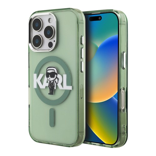 Karl Lagerfeld для iPhone 16 Pro Max чехол PC/TPU Sketch Karl Ikonik Khaki (MagSafe)