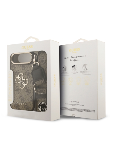 Guess для iPhone Air чехол Crossbody PU 4G Big metal logo Gold camera Hard + Strap Brown