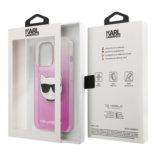 Чехол Karl Lagerfeld Choupette Hard Gradient для iPhone 13 Pro Max, розовый