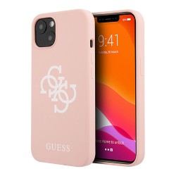 Чехол Guess Liquid Silicone 4G Big logo Hard для iPhone 13, розовый