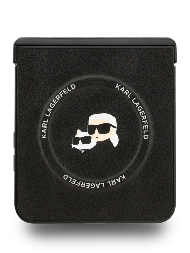 Karl Lagerfeld для Galaxy Z Flip7 чехол PU NFT Karl & Choupette heads Metal pin Hard Black (MagSafe)