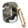 Чехол Guess Camouflage с карабином для Airpods 1/2, зеленый