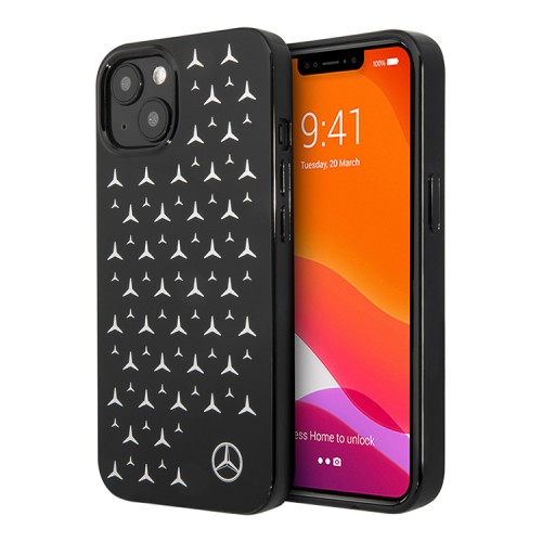 Чехол Mercedes Silver Stars Hard для iPhone 13, черный