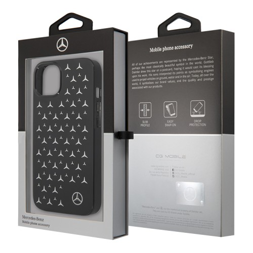 Чехол Mercedes Silver Stars Hard для iPhone 13, черный