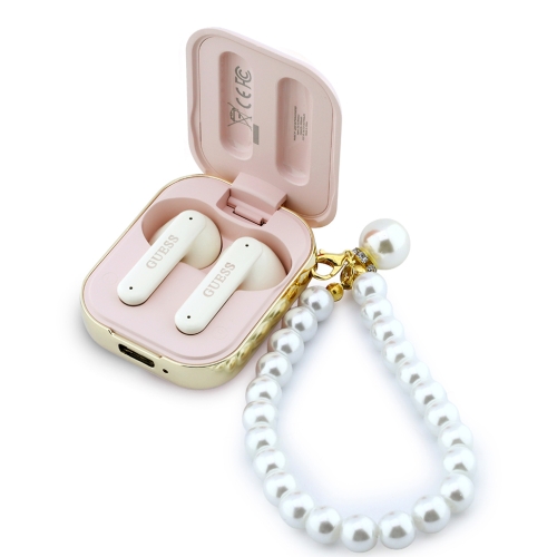 Guess Наушники TWS Bluetooth Rectangle with Pearl Hand Strap Pink