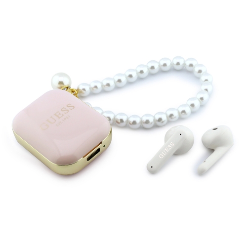 Guess Наушники TWS Bluetooth Rectangle with Pearl Hand Strap Pink