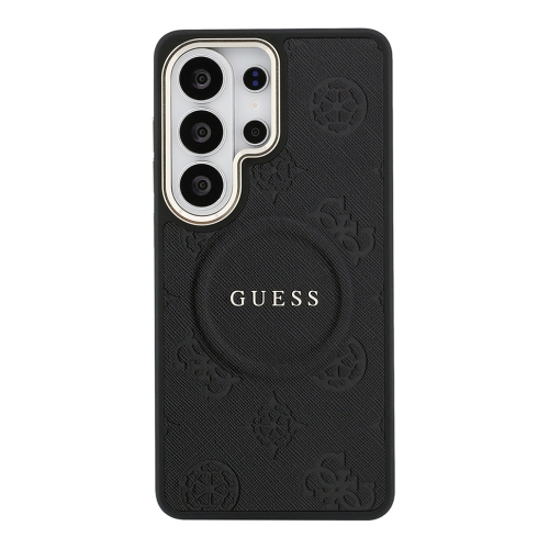 Guess для Galaxy S26 Ultra чехол PU Saffiano Peony Metal logo & Camera Hard Black (MagSafe)