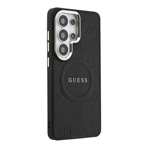 Guess для Galaxy S26 Ultra чехол PU Saffiano Peony Metal logo & Camera Hard Black (MagSafe)