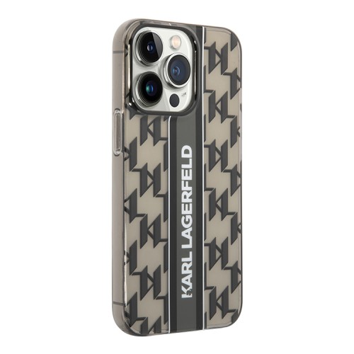 Чехол Karl Lagerfeld Monogram w Vertical logo Hard для iPhone 14 Pro, черный