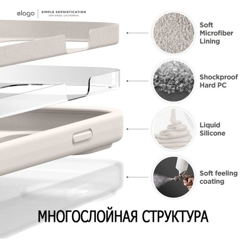 Чехол Elago Soft Silicone для iPhone 14 Pro, бежевый