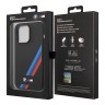 Чехол BMW M-Collection Liquid Silicone Tricolor lines для iPhone 14 Pro, черный