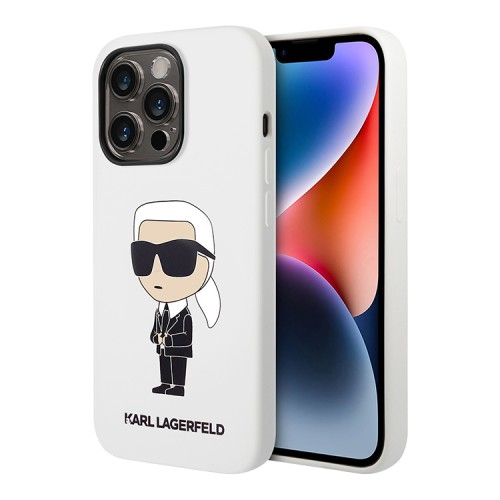 Чехол Lagerfeld Liquid silicone NFT Karl Ikonik Hard для iPhone 14 Pro, белый