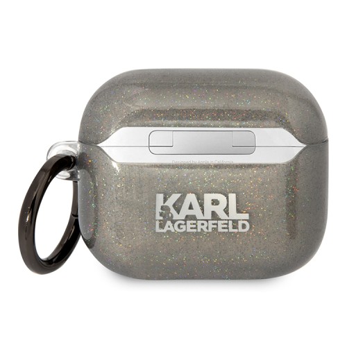 Чехол Lagerfeld TPU Glitters with ring NFT Karl & Choupette для Airpods 3 (2021), черный