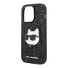 Чехол Lagerfeld Solid glitter NFT Choupette Hard для iPhone 14 Pro, черный