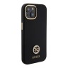 Guess для iPhone 15 чехол Liquid silicone with 4G Diamond metal logo Hard Black