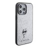 Lagerfeld для iPhone 15 Pro Max чехол Fixed glitters NFT Choupette Metal pin Hard Silver