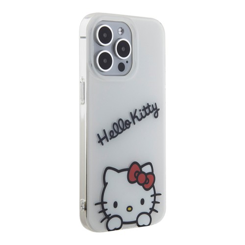 Hello Kitty для iPhone 15 Pro Max чехол Crossbody PC/TPU Dreaming Kitty + PU Strass strap Hard White