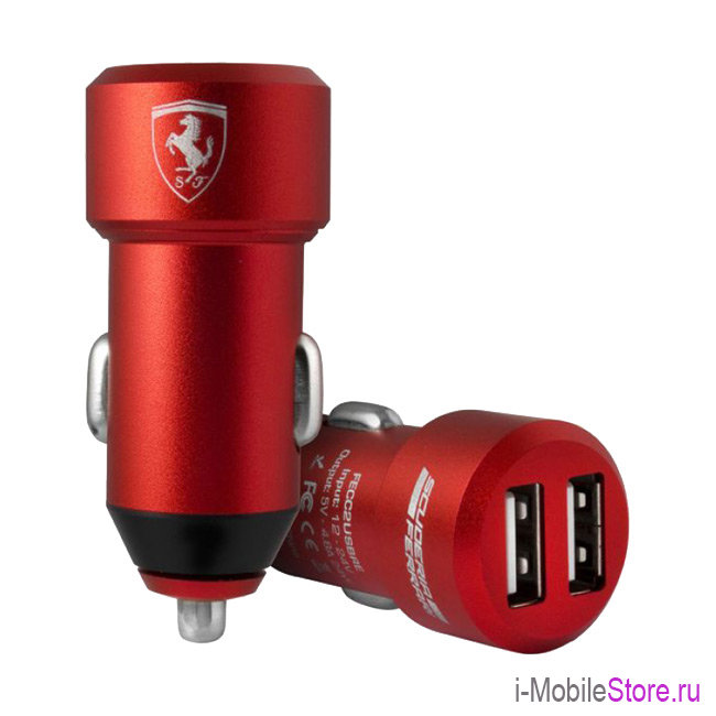 Ferrari Aluminium Dual USB 4.8A, красная FECC2USBRE