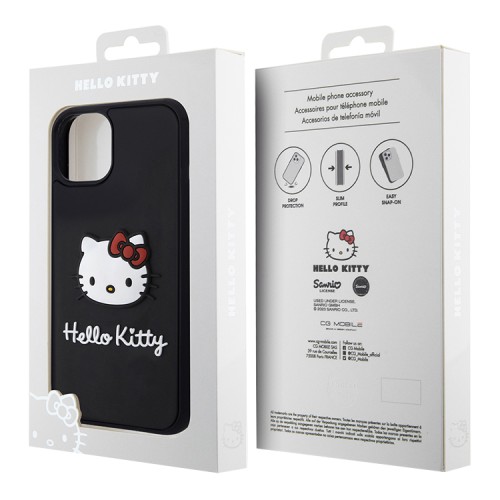 Hello Kitty для iPhone 15 чехол 3D Rubber Kitty Head Hard Black