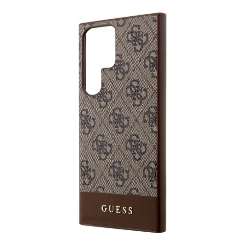 Guess для Galaxy S24 Ultra чехол PU 4G Bottom stripe Metal logo Hard Brown