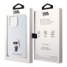 Karl Lagerfeld для iPhone 14 Pro Max чехол Liquid silicone NFT Karl Ikonik metal pin Hard White