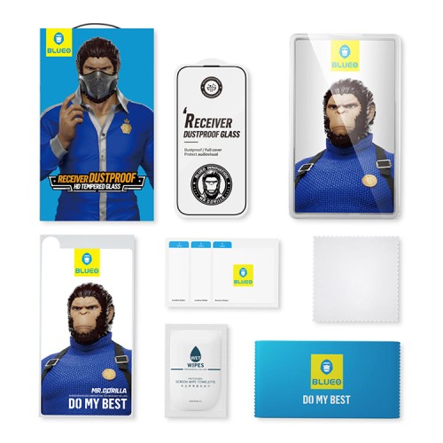 BlueO стекло для iPhone 16 Pro, Large arc Anti-Dust Anti-Static Black (защита динамика)