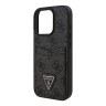 Guess для iPhone 16 Pro чехол PU кожа 4G Double cardslot Triangle metal logo Black
