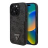 Guess для iPhone 16 Pro чехол PU кожа 4G Double cardslot Triangle metal logo Black