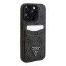 Guess для iPhone 16 Pro чехол PU кожа 4G Double cardslot Triangle metal logo Black