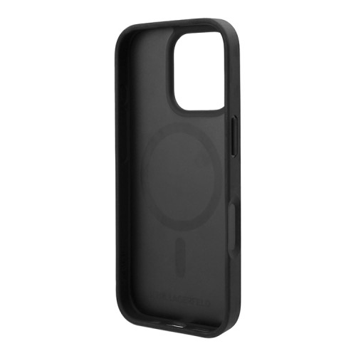 Karl Lagerfeld для iPhone 16 Pro Max чехол PU-кожа Monogram черный (MagSafe)
