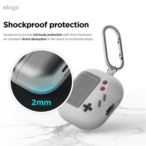 Elago для Galaxy Buds 3/3 Pro чехол Unique AW5 Game console Hang case Light Grey
