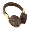 Guess наушники беспроводные накладные Bluetooth Headphones Round PU 4G Metal Logo Brown