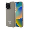 Guess для iPhone 16 Pro Max чехол PU Grained leather Triangle metal logo Hard Brown (MagSafe)