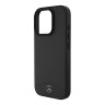 Mercedes для iPhone 16 Pro Max чехол Leather Textured and Smooth Metal logo Hard Black (MagSafe)