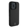Mercedes для iPhone 16 Pro Max чехол Leather Textured and Smooth Metal logo Hard Black (MagSafe)