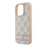 DKNY для iPhone 16 Pro Max чехол PU Checkered Printed stripes Metal logo Hard Pink
