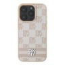 DKNY для iPhone 16 Pro Max чехол PU Checkered Printed stripes Metal logo Hard Pink