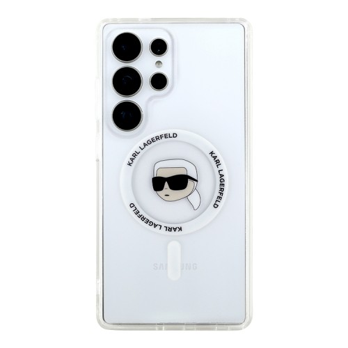 Karl Lagerfeld для Galaxy S25 Ultra чехол PC/TPU NFT Karl Head Metal camera Hard White (MagSafe)