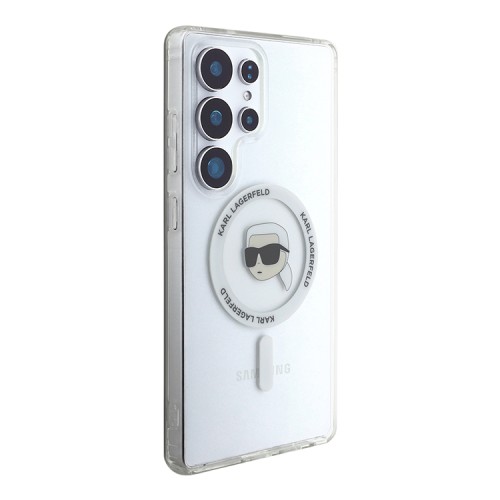 Karl Lagerfeld для Galaxy S25 Ultra чехол PC/TPU NFT Karl Head Metal camera Hard White (MagSafe)