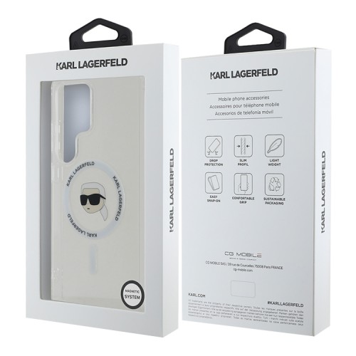 Karl Lagerfeld для Galaxy S25 Ultra чехол PC/TPU NFT Karl Head Metal camera Hard White (MagSafe)