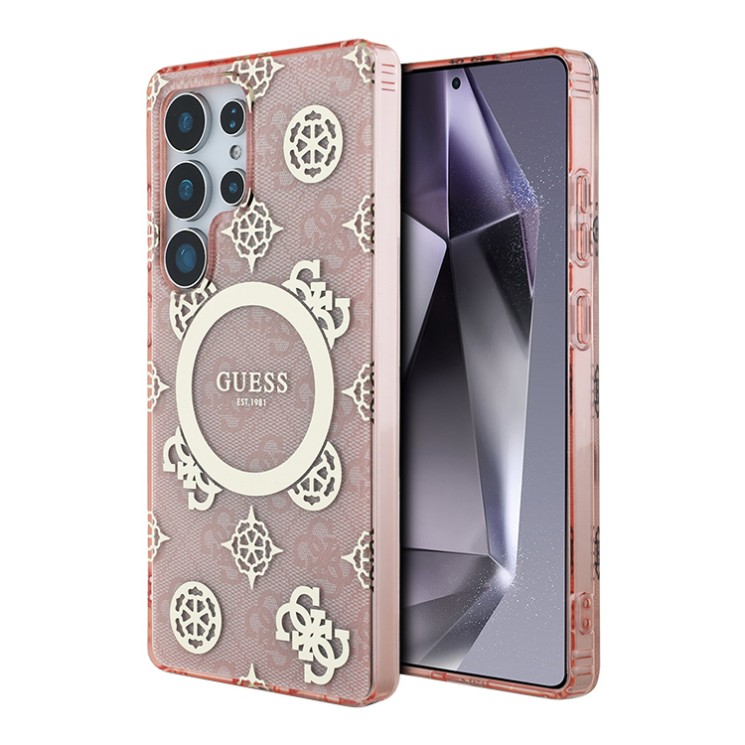 Guess для Galaxy S25 Ultra чехол PC/TPU 4G Peony Hard Pink (MagSafe)