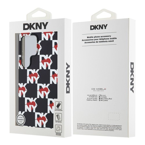 DKNY для Galaxy S25 Ultra чехол PC/TPU Electroplated Hearts Hard Black (MagSafe)