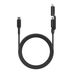 Energea Кабель FLOW Duo USB-C to USB-C PD240W/480Mbps 5A + Lightning MFI 60W Nanoweave Black 1.5m