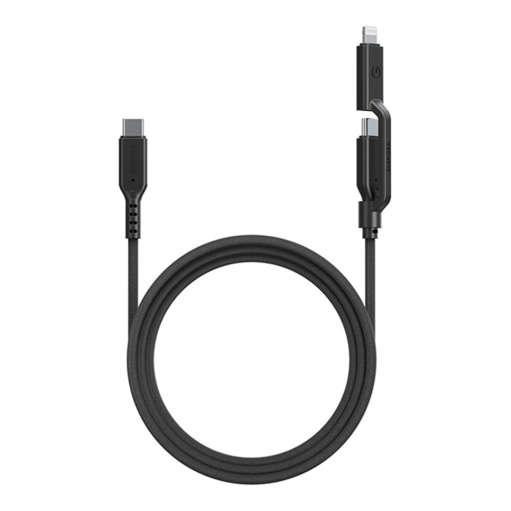 Energea Кабель FLOW Duo USB-C to USB-C PD240W/480Mbps 5A + Lightning MFI 60W Nanoweave Black 1.5m