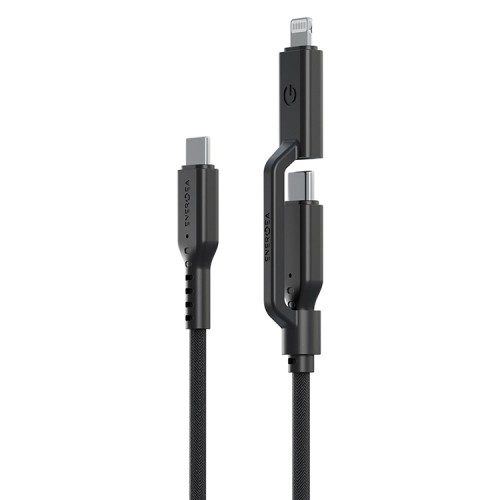 Energea Кабель FLOW Duo USB-C to USB-C PD240W/480Mbps 5A + Lightning MFI 60W Nanoweave Black 1.5m