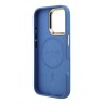 Guess для iPhone 16 Pro чехол PU 4G Triangle metal logo and Camera Stand Hard Blue (MagSafe)