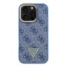 Guess для iPhone 16 Pro чехол PU 4G Triangle metal logo and Camera Stand Hard Blue (MagSafe)