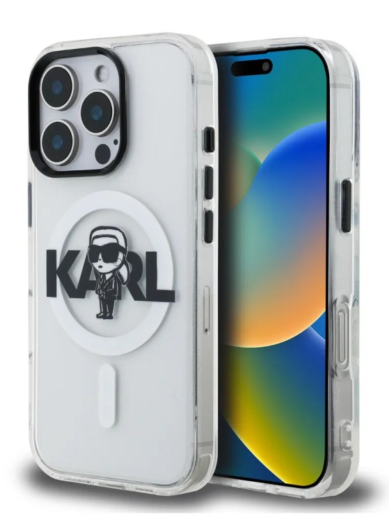 Karl Lagerfeld для iPhone 16 Pro Max чехол PC/TPU Sketch Karl Ikonik прозрачный (MagSafe)