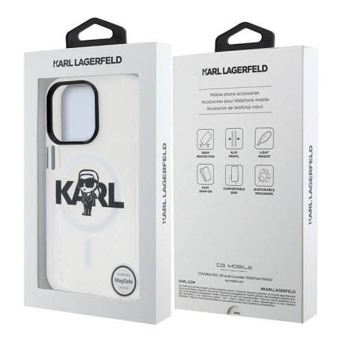 Karl Lagerfeld для iPhone 16 Pro Max чехол PC/TPU Sketch Karl Ikonik прозрачный (MagSafe)